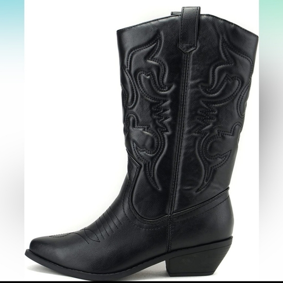Rocket Dog Women’s Sidestep Western Boots – Mid-Calf Pull-On With Buckle Detail, Black, UK 5 / EU 38 - View #4
